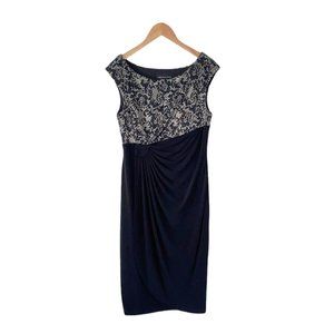 Connected Apparel Black and Gold Cocktail Dress Size 12